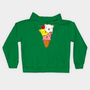 Cute Bears Ice Cream Cone Kids Hoodie